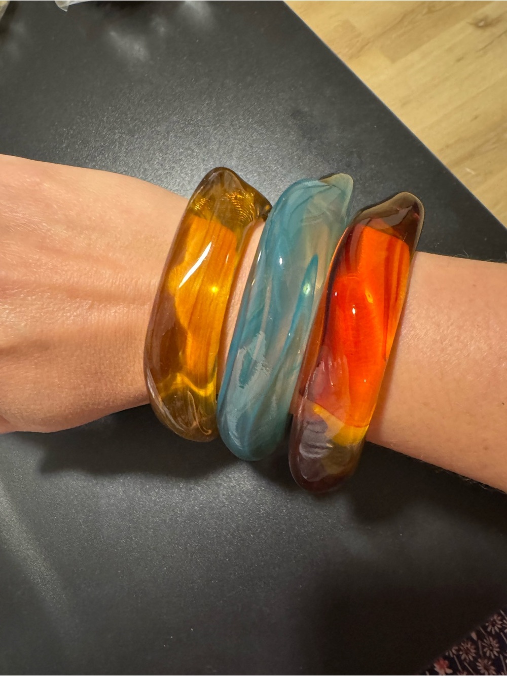 Handmade Blue Glass Bangle Bracelet - Women Jewelry